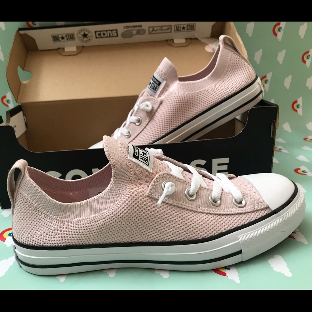 Light pink slip on converse